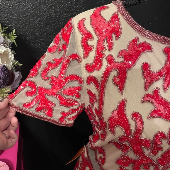 Frock and Frill red beaded dress with mesh insert - Picture 4 of 12
